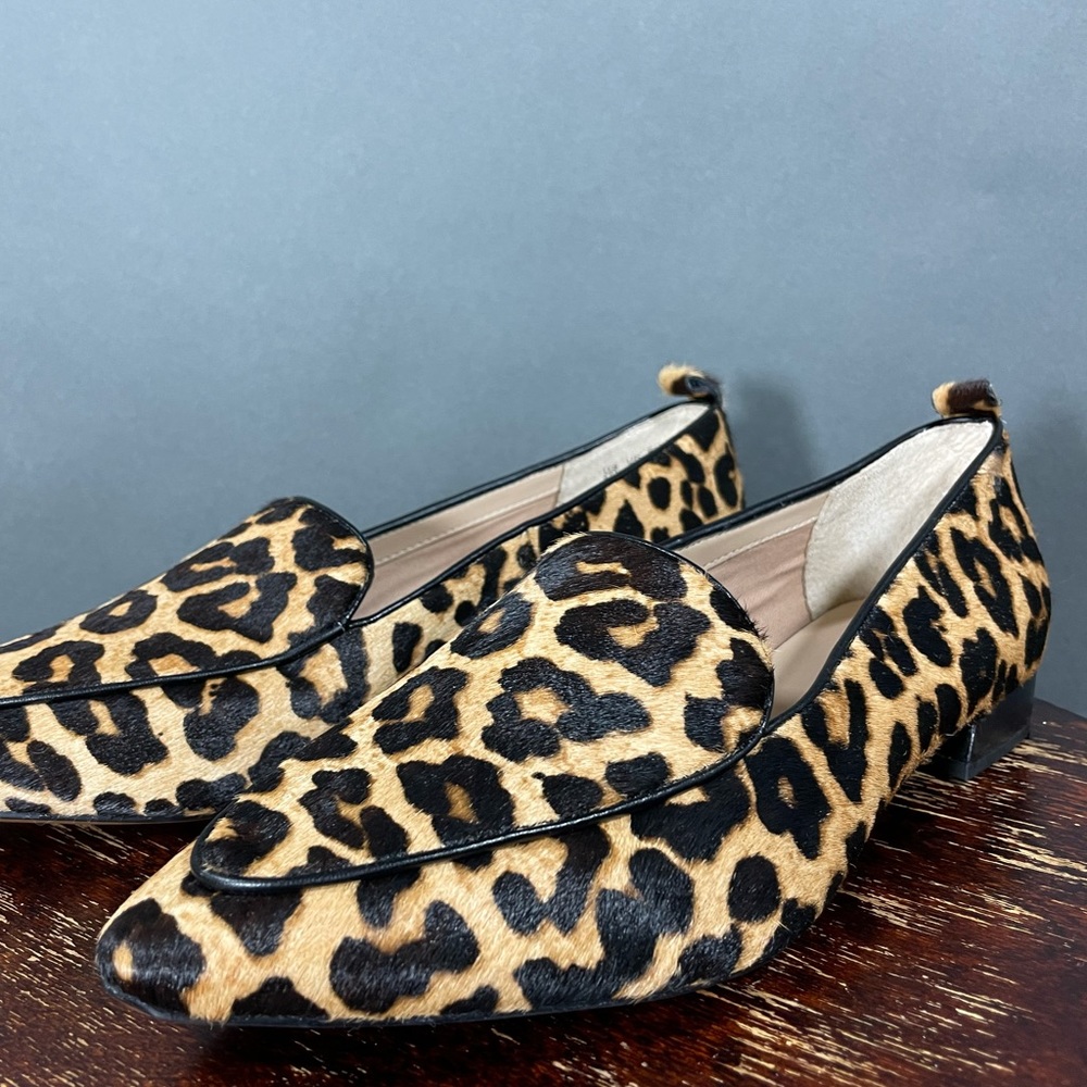 Franco Sarto Leopard Pointed Loafer Calf Hair
